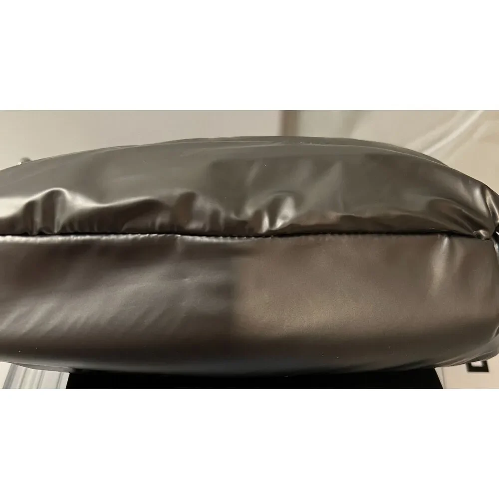 NWT DKNY Metallic Gray Cairo MD Pouchette Quilted Crossbody Bag
